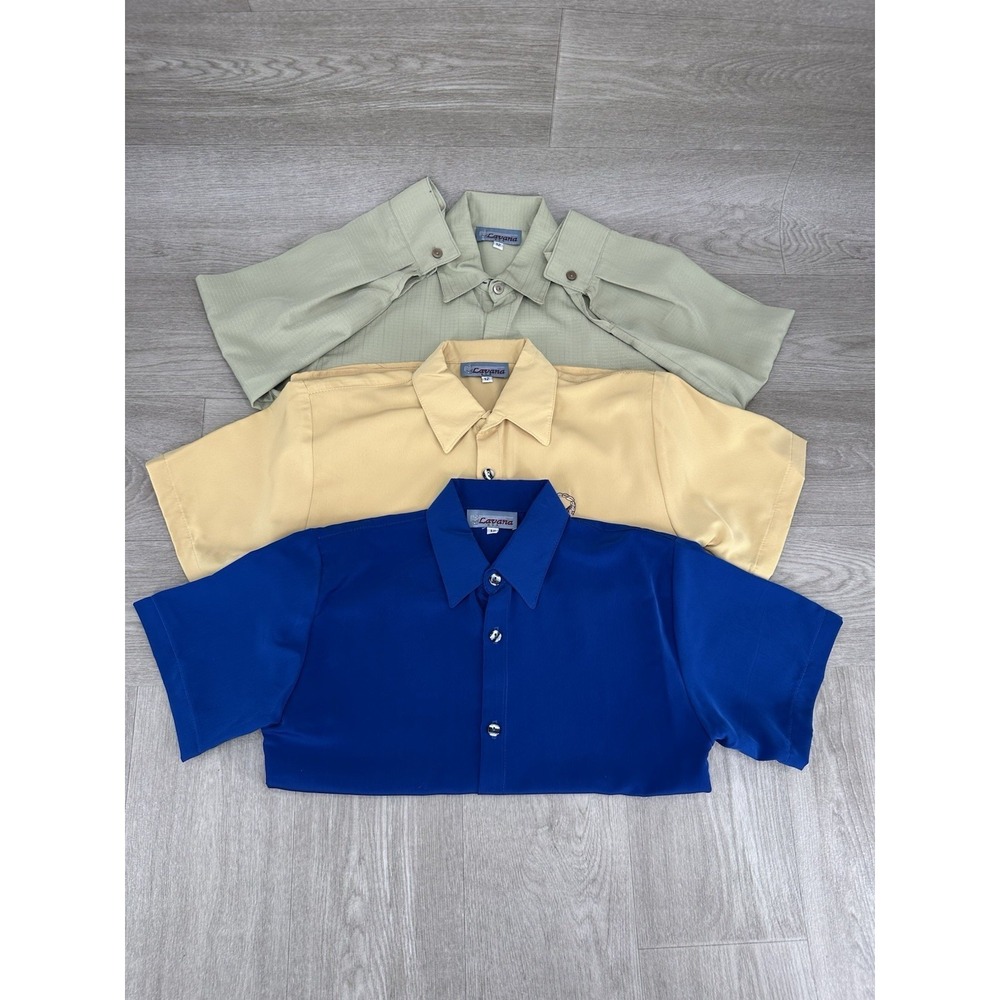 Lot 3 Lavana USA Boys Shirts Size 12 Button Up Blue Yellow Green NWOT